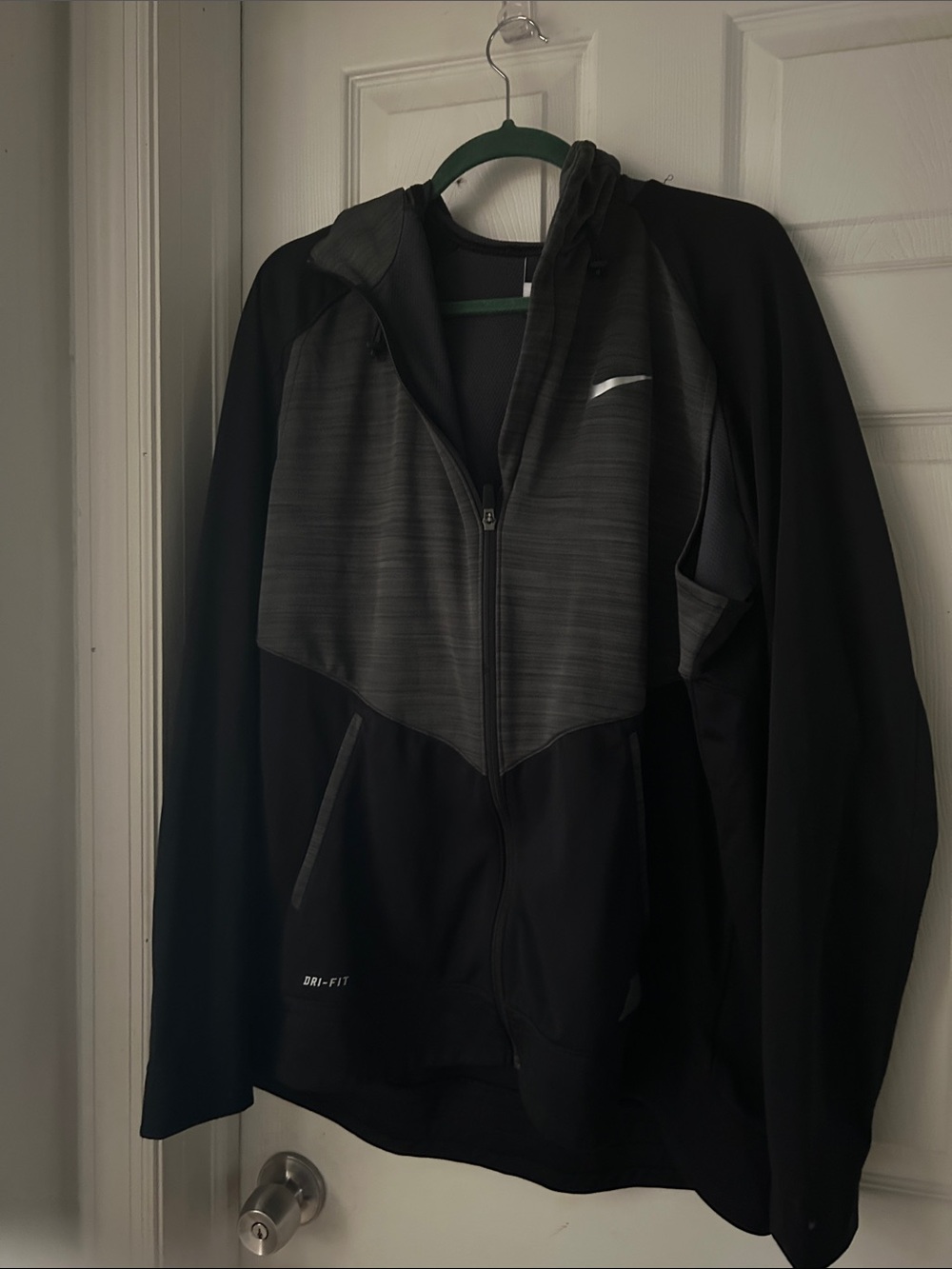 Nike Black Performance Zip Hoodie with White Swoosh